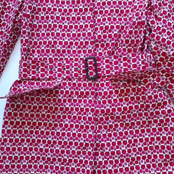 Gap Tulip Print Button Front Coat With Self Belt Red Pink Size S - Picture 12 of 16